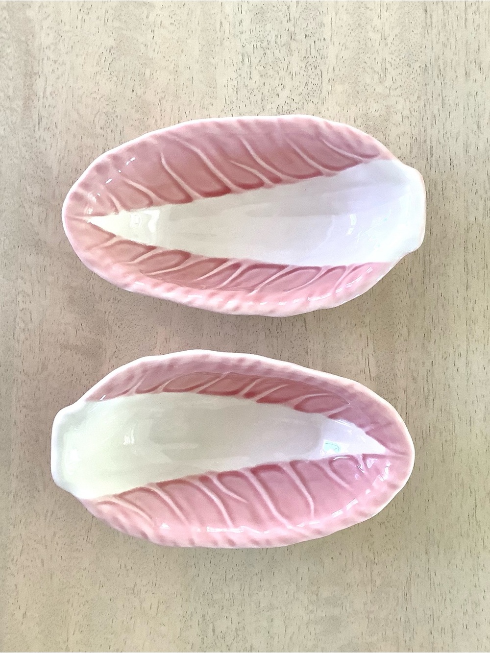 2 Threshold Pink Radicchio Leaf Dip Bowls